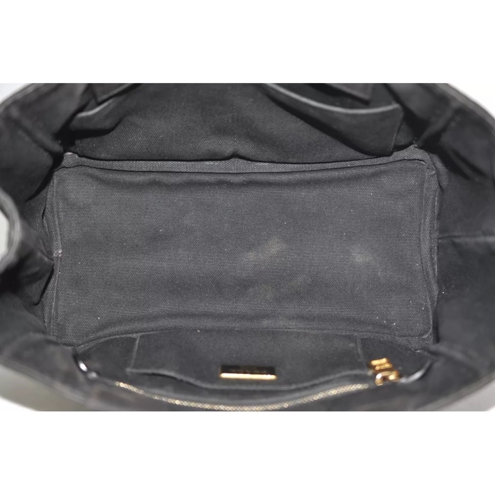 Authentic PRADA Canapa Canvas Shoulder Hand Bag Purse Black small size tote - Picture 12 of 17